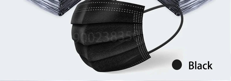 10/50/100/200/500pcs Mask Disposable Separate Package Black Face Masks Independent Packaging 3 Layer Ply safe Protective mask