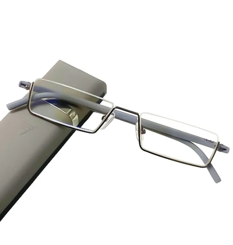 May Flower Metal Anti-Blue Light Reading Glasses Men Half Frame Prescription Eyeglasses Male TR90 Eyewear With Case óculos +1.75