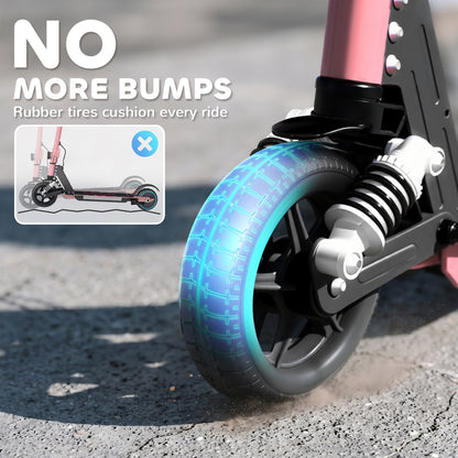 SPORTNOW Folding Electric Scooter for Kids, with Dual Brakes, Front Suspension, LED Colourful Lights, Pink