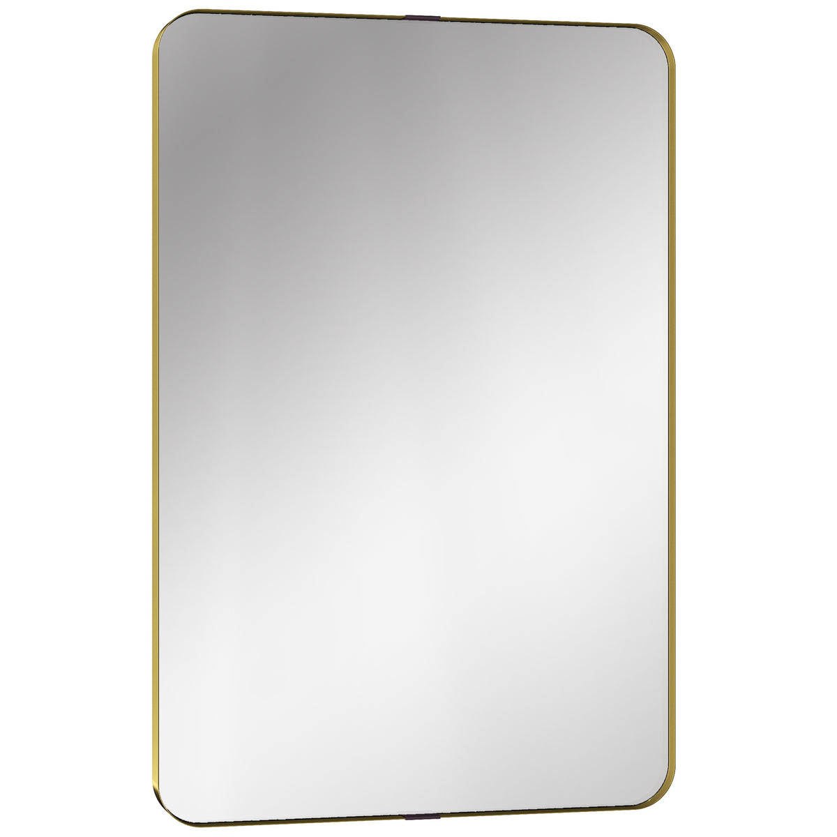 HOMCOM Rectangular Wall Mirror, 90 x 60 cm Wall Mounted Bathroom Mirror w/ Aluminium Alloy Frame and Tempered Glass, Gold Tone