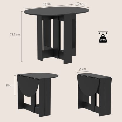 HOMCOM Folding Dining Table,  Drop-Leaf Table with Foldable Leaves for Small Spaces, Kitchen, Dining Room, Black