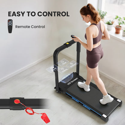 HOMCOM Folding Motorised Home Treadmill Walking Machine with LCD Monitor, Blue