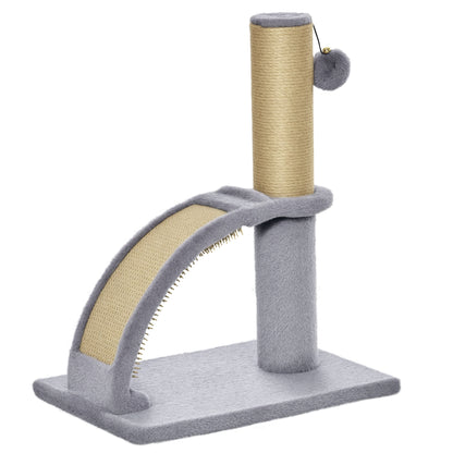PawHut Cat Tree for Indoor Cats Climbing Activity Center Kitten Tower Furniture with Jute Post Scratching Massage Board Hanging Ball with Bell 34 x 24 x 43cm Grey