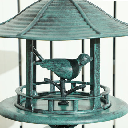 Outsunny 3-in-1 Garden Bird Bath, Freestanding Birdbath with Large Water Basin, Underneath Flower Planter, Φ50 x 113 cm, Green