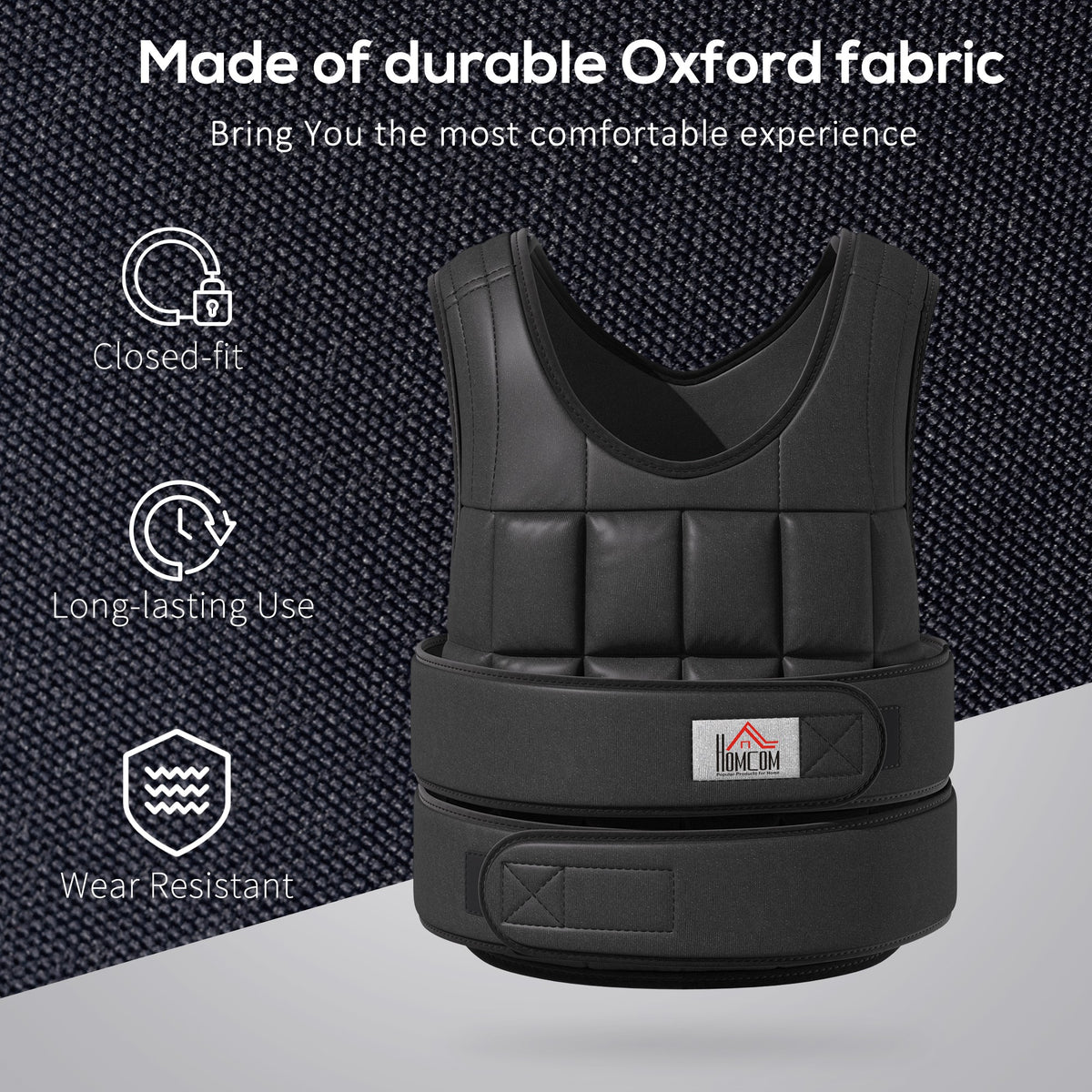 HOMCOM 20KG Adjustable Weight Vest, Black