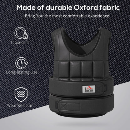 HOMCOM 20KG Adjustable Weight Vest, Black