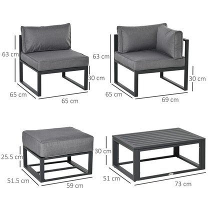 Outsunny 6 Piece Outdoor Couch, Sectional Sofa Set with Aluminum Patio Conversation Furniture, Grey
