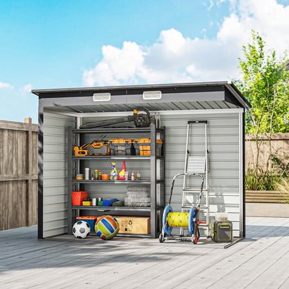 Outsunny 3.7 x 7.9ft Galvanised Steel Shed with Latched Door and Padlock Garden Storage Shed - Grey