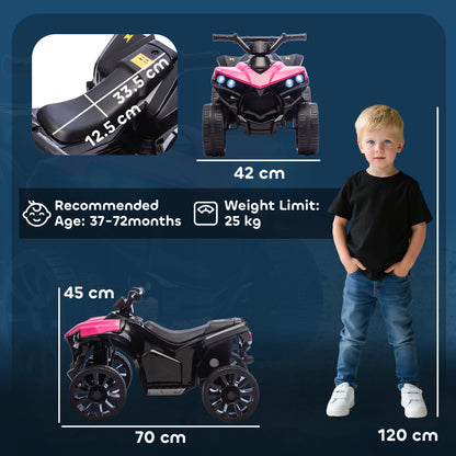 AIYAPLAY 6V Kids ATV, 4 Wheeler Electric Ride on Car with Music and LED Headlights, for Ages 18-56 Months Boys and Girls, Pink