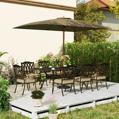 Outsunny Nine-Piece Cast Aluminium Garden Dining Set - Bronze Tone