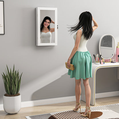 HOMCOM Jewelry Cabinet, Jewelry Storage Cabinet with Mirror, White