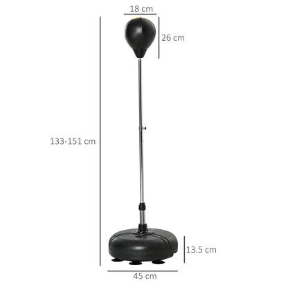 HOMCOM Punching Bag with Stand, 133-151cm Adjustable Height, for Teens, Gold Tone/Black