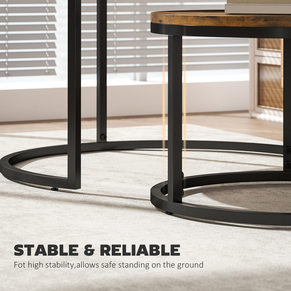 HOMCOM Set of Two Wood-Effect Stacking Tables - Rustic Brown