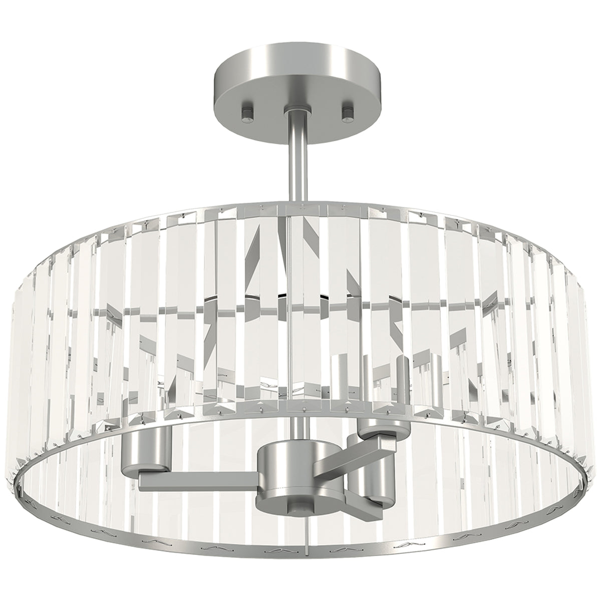 HOMCOM Crystal Ceiling Light Fixture, 39 cm Semi Flush Mount Modern Crystal Chandelier Ceiling Light for Living Room, Bedroom, Hallway, Dining Room, E14 Base 3-Lights, Bulbs Not Included, Silver Tone