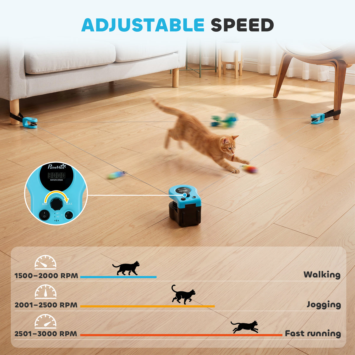 PawHut Interactive Cat Toy for Indoor Kittens & Adult with Adjustable Speed, DIY Track & Mouse Sound