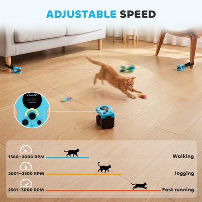 PawHut Interactive Cat Toy for Indoor Kittens & Adult with Adjustable Speed, DIY Track & Mouse Sound