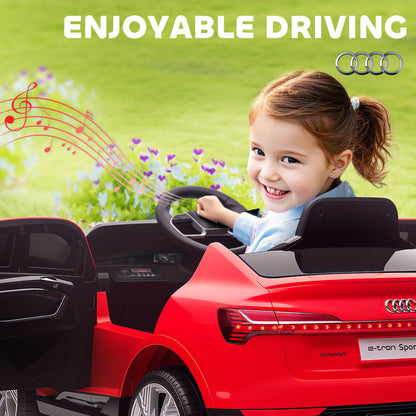 HOMCOM Audi E-tron Licensed 12V Kids Electric Ride on, Electric Car for Kids, with Parental Remote, Music Lights MP3, Suspension Wheels, for 3-5 Years, Red