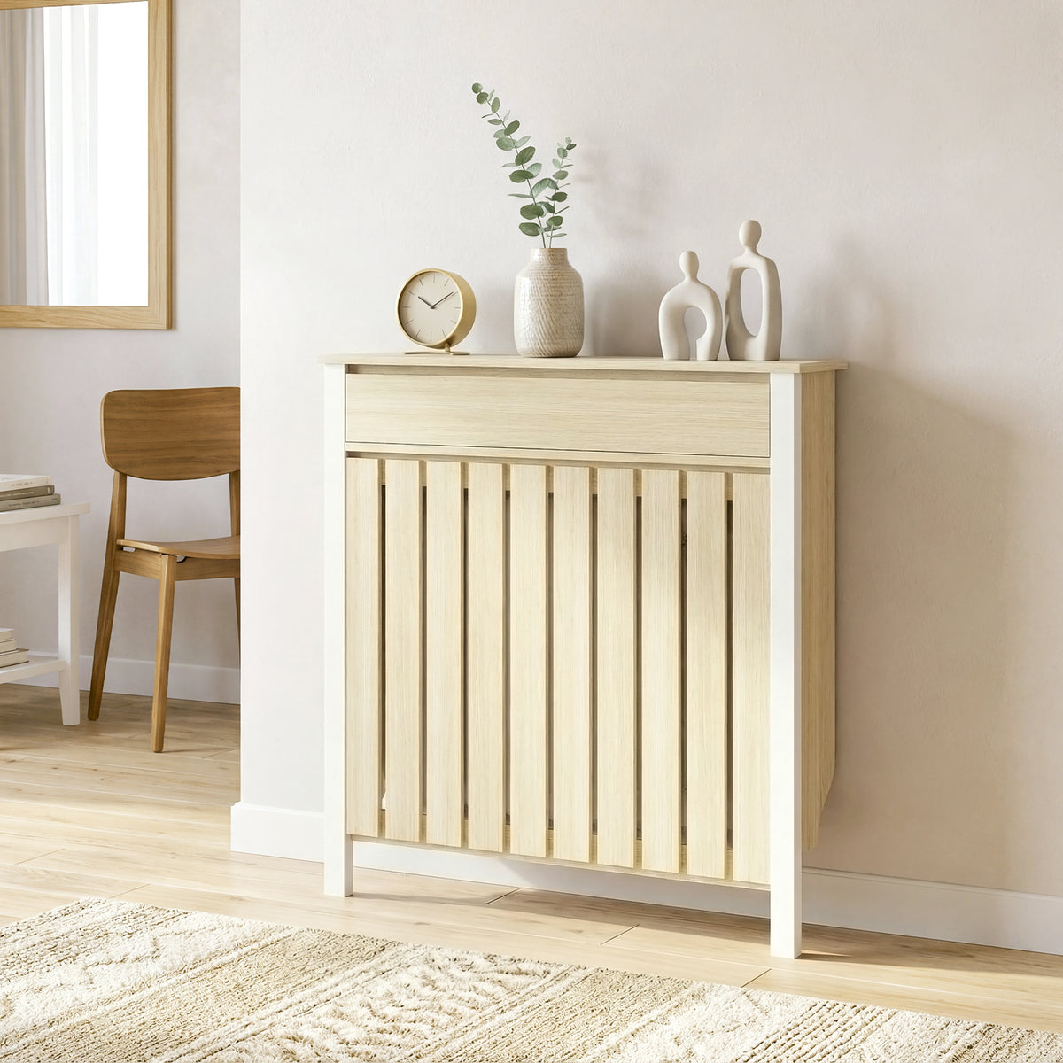 HOMCOM 93 x 88.5cm Rustic-Look Radiator Cover - Oak