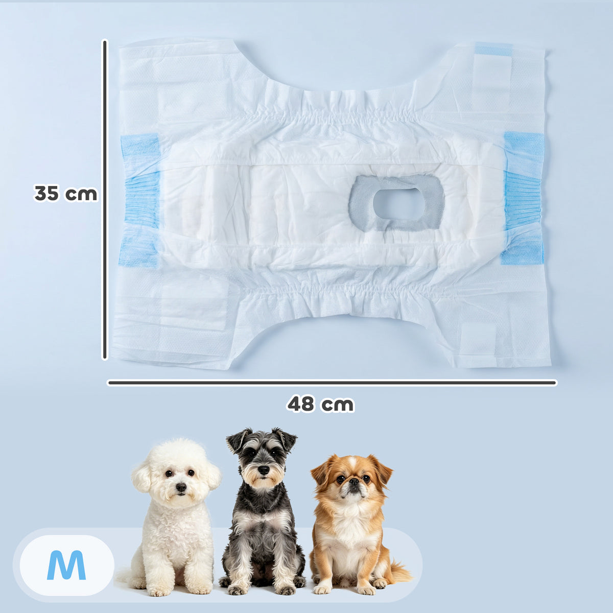 PawHut Disposable Dog Diapers Female for M Dogs Incontinence or Excitable Urination and Training 48 Count