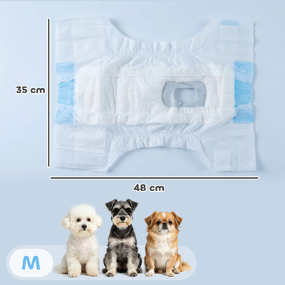 PawHut Disposable Dog Diapers Female for M Dogs Incontinence or Excitable Urination and Training 48 Count
