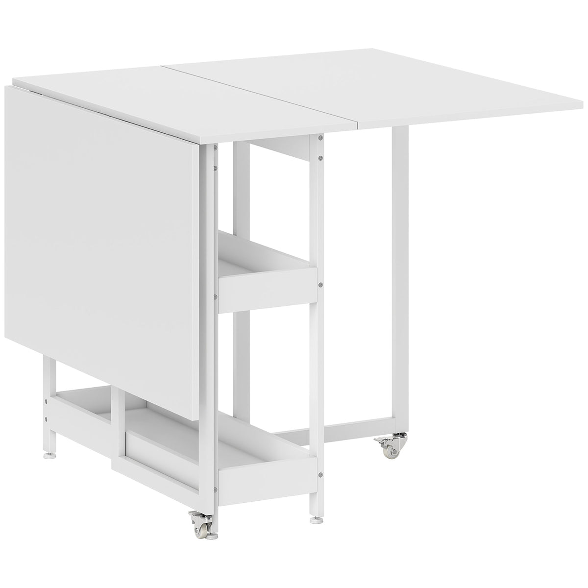 HOMCOM Four-Person Drop Leaf Table - White Wood-Effect