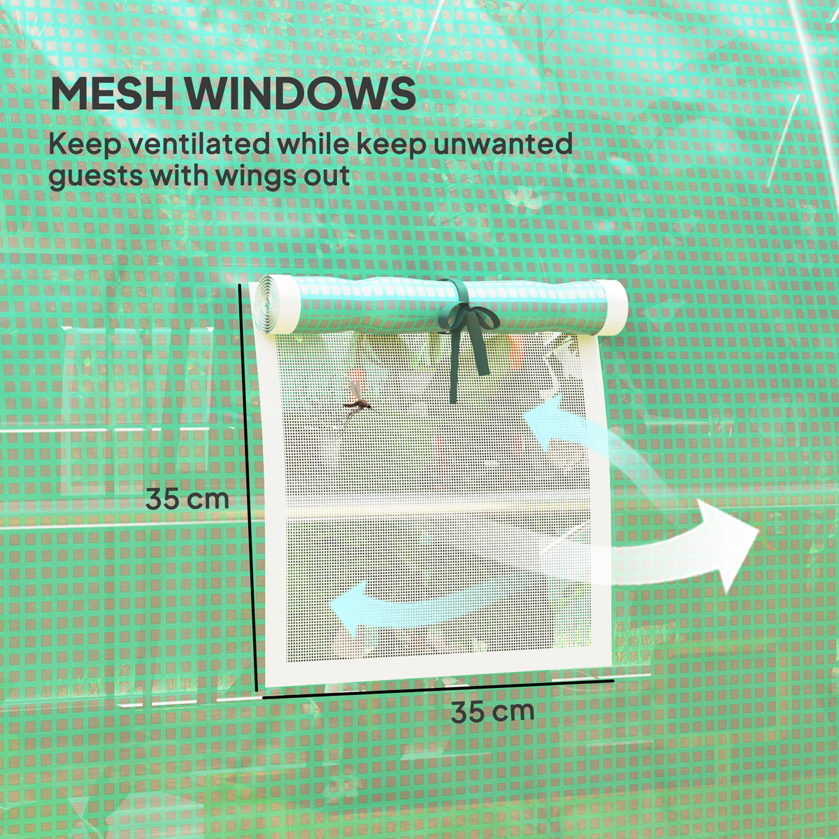 Outsunny 3 x 2 m Polytunnel Greenhouse, with Reinforced PE Cover, Windows and Doors - Green