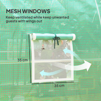 Outsunny 3 x 2 m Polytunnel Greenhouse, with Reinforced PE Cover, Windows and Doors - Green