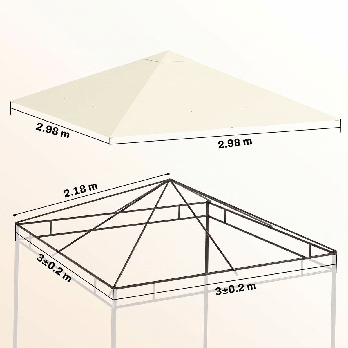 Outsunny 3 x 3(m) Gazebo Canopy Replacement, for 01-0867 - Cream