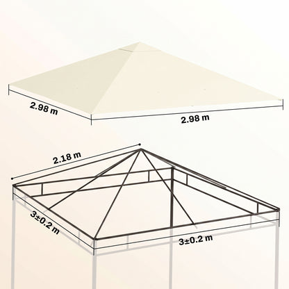 Outsunny 3 x 3(m) Gazebo Canopy Replacement, for 01-0867 - Cream