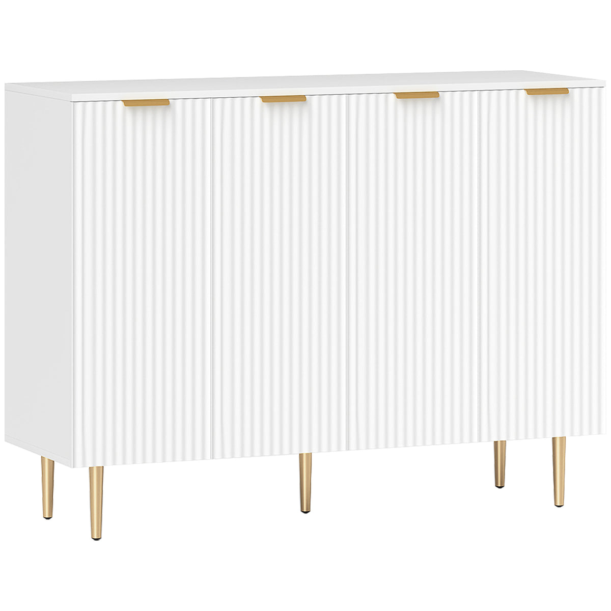 HOMCOM Sideboard Buffet Cabinet, Modern Kitchen Storage Cabinet with Adjustable Shelves and Metal Legs, White