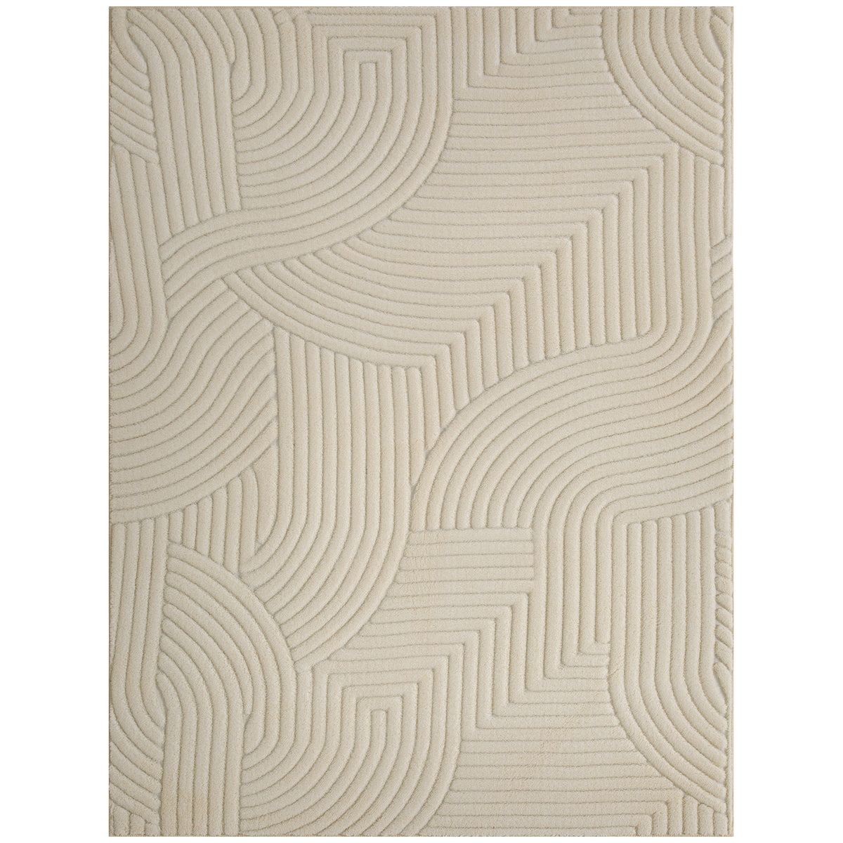 HOMCOM Modern Geometric Rug, Thick Plush, Non-Slip, 160 x 120 cm, Cream, Living Room, Bedroom, Office