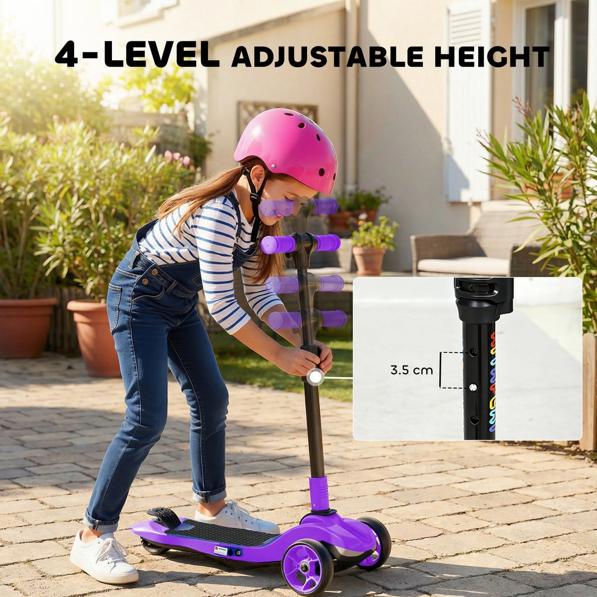 AIYAPLAY Three-Wheel Foldable Electric Scooter for Kids Aged 6-10 Years, Purple