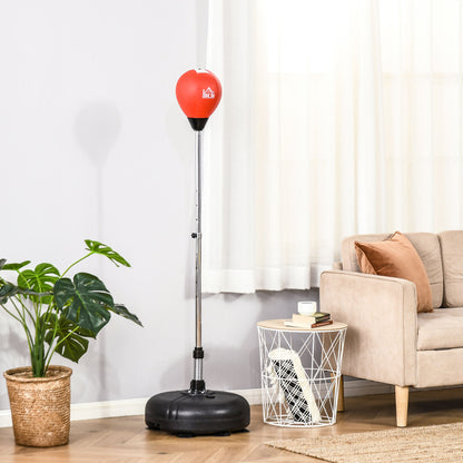HOMCOM Punching Bag with Stand, 133-151cm Adjustable Height, for Teens, Red/Black