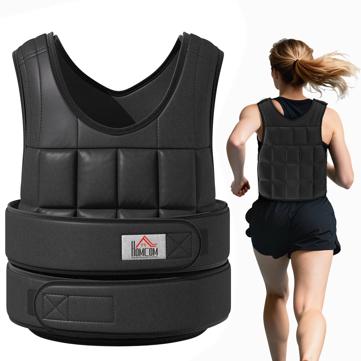 HOMCOM 20KG Adjustable Weight Vest, Black