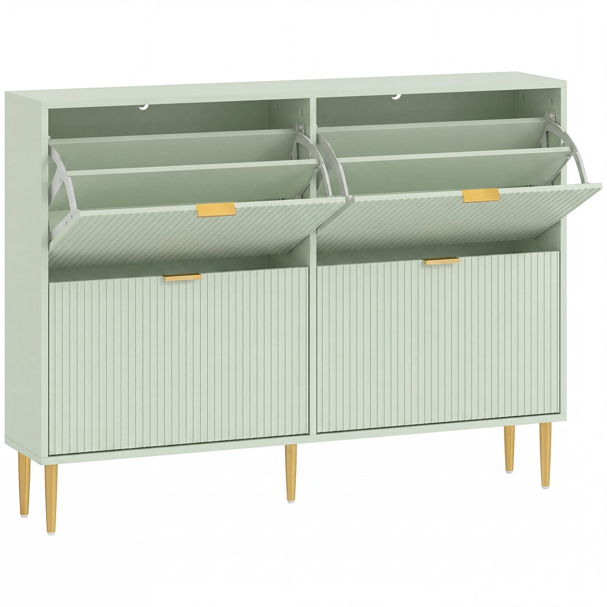 HOMCOM Elegant Four-Drawer Shoe Cabinet - Light Green