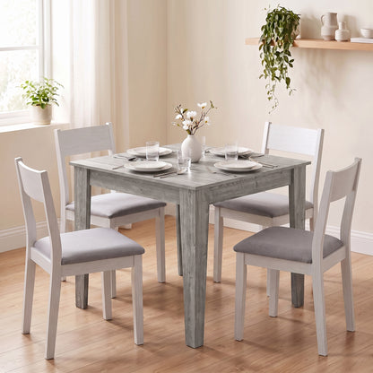 HOMCOM Dining Table for 4, 80L x 80W x 75Hcm, Modern Square Kitchen Table with Wood Effect Tabletop, Grey Wood Effect