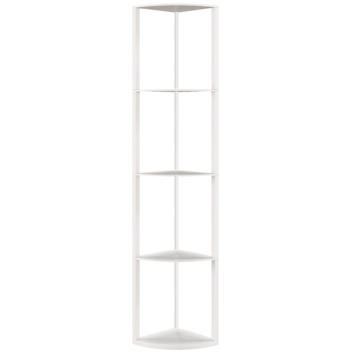 HOMCOM RGB LED Floor Lamp with Shelves, 4-Tier Dimmable Standing Lamp with Adjustable Brightness and Remote Control, Modern Corner Display Shelf Unit for Living Room Bedroom Office, White