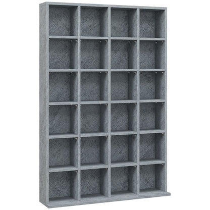 HOMCOM CD Storage Unit with Adjustable Shelves, 89 x 130.5 cm, Cement Grey
