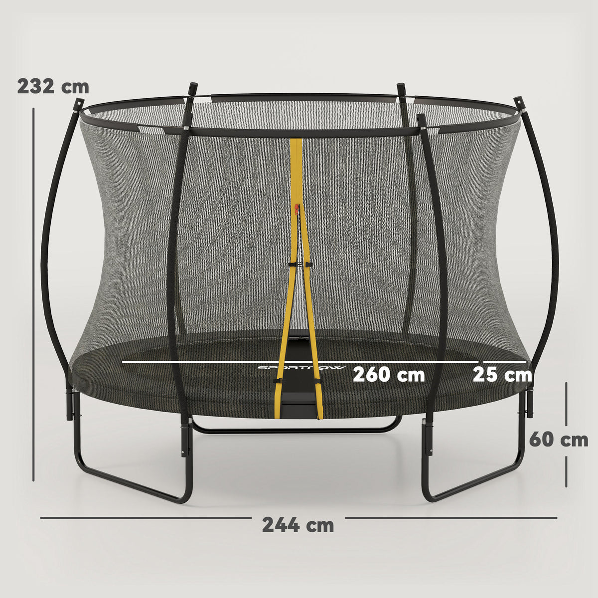 SPORTNOW 8ft Outdoor Trampoline with Enclosure Net, Spring Cover, Black