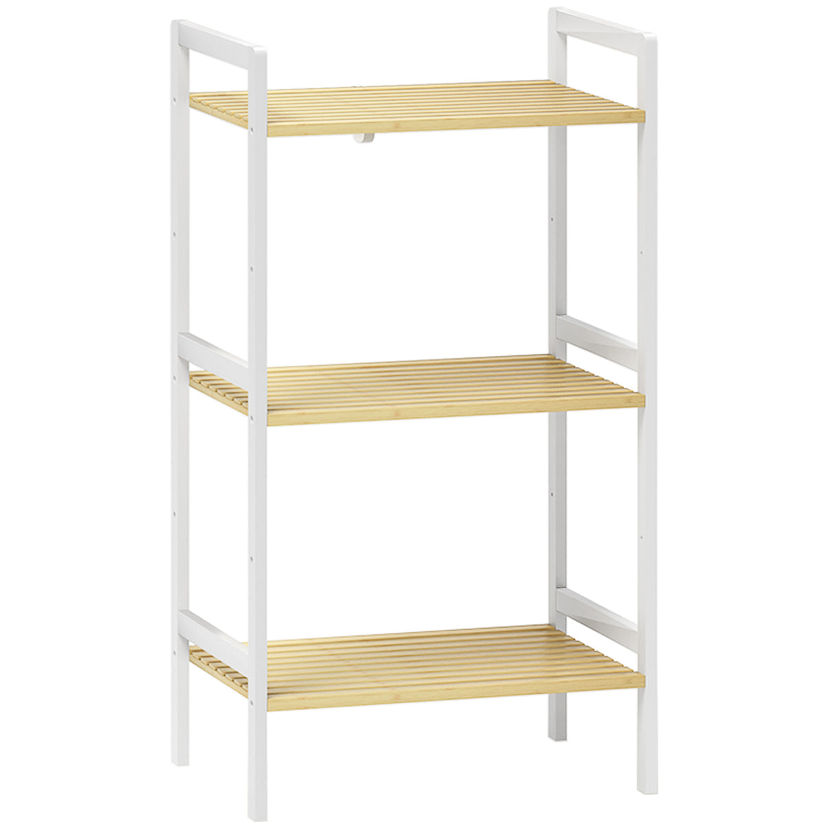 HOMCOM Three-Tier Bamboo Adjustable Shelf Storage Unit