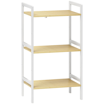 HOMCOM Three-Tier Bamboo Adjustable Shelf Storage Unit