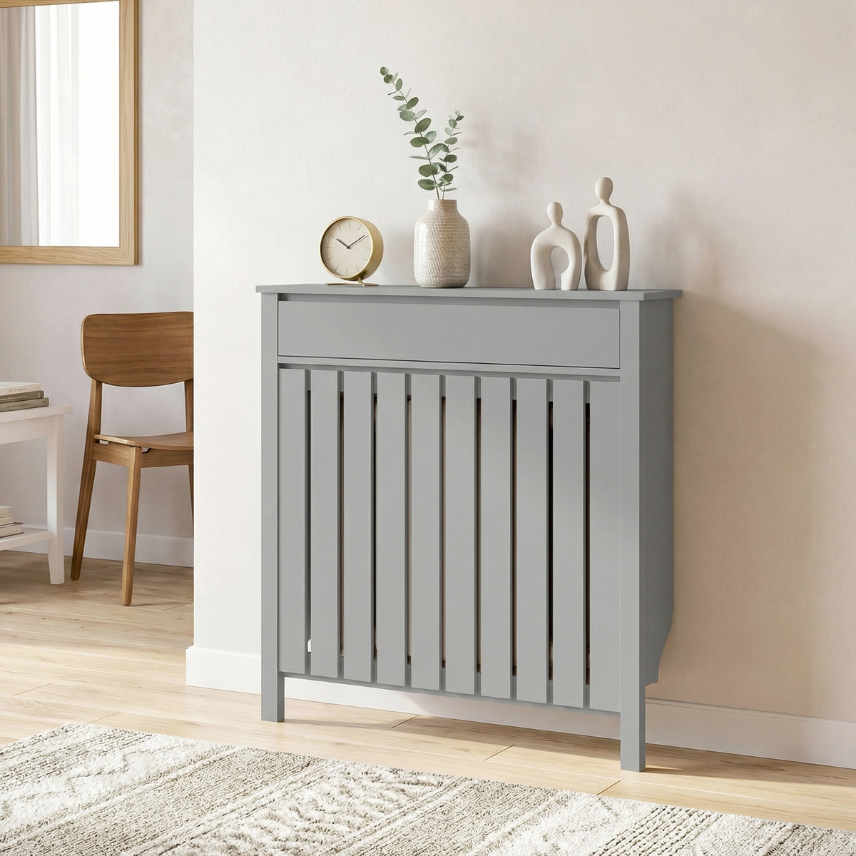 HOMCOM 93 x 88.5cm Rustic-Look Radiator Cover - Grey