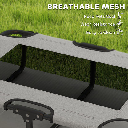 PawHut Portable Raised Dog Bed, Elevated Pet Cot with Breathable Mesh for Indoor Outdoor, for Small Medium Dogs, Light Grey