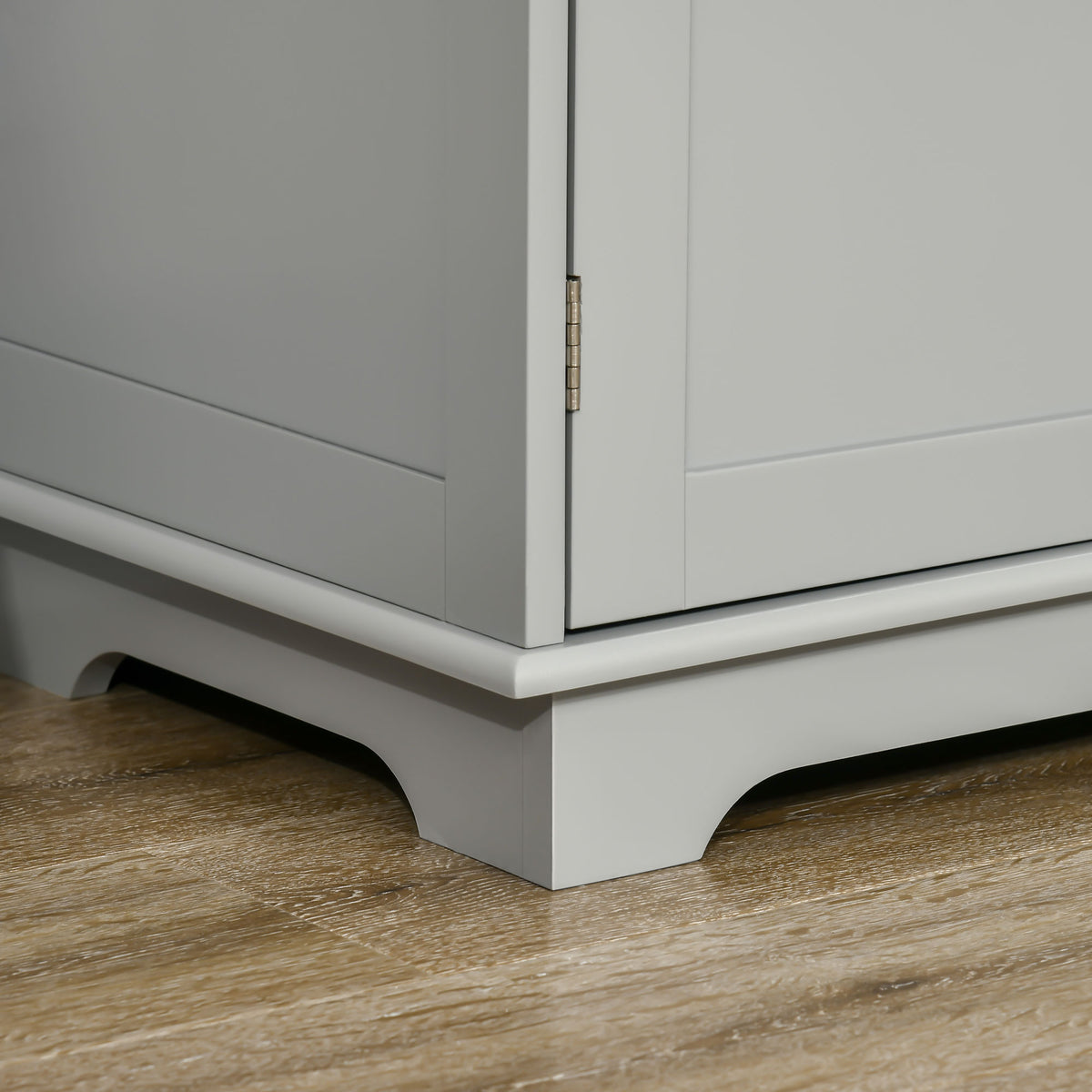 HOMCOM Sideboard with Rubberwood Top and Independent Storage Shelves for Dining Room, Kitchen - Grey