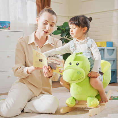 HOMCOM Kids Rocking Horse, Plush Ride-On Dinosaur Seat, with Seat Seat Belt, 32 Songs, Ride-On Horse