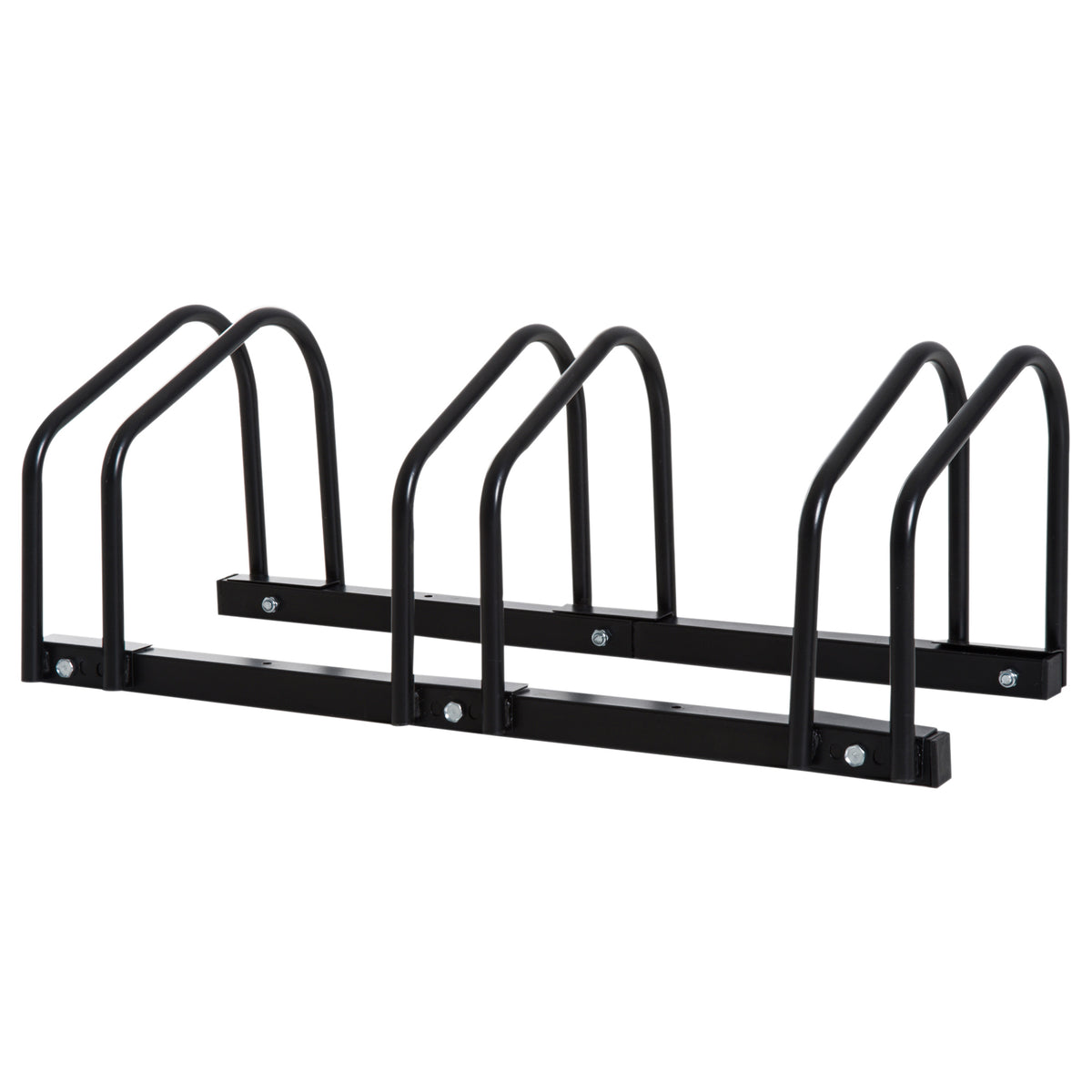 HOMCOM Bike Stand Parking Rack Floor or Wall Mount Bicycle Cycle Storage Locking Stand 76W x 33D x 27H (3 Racks, Black)
