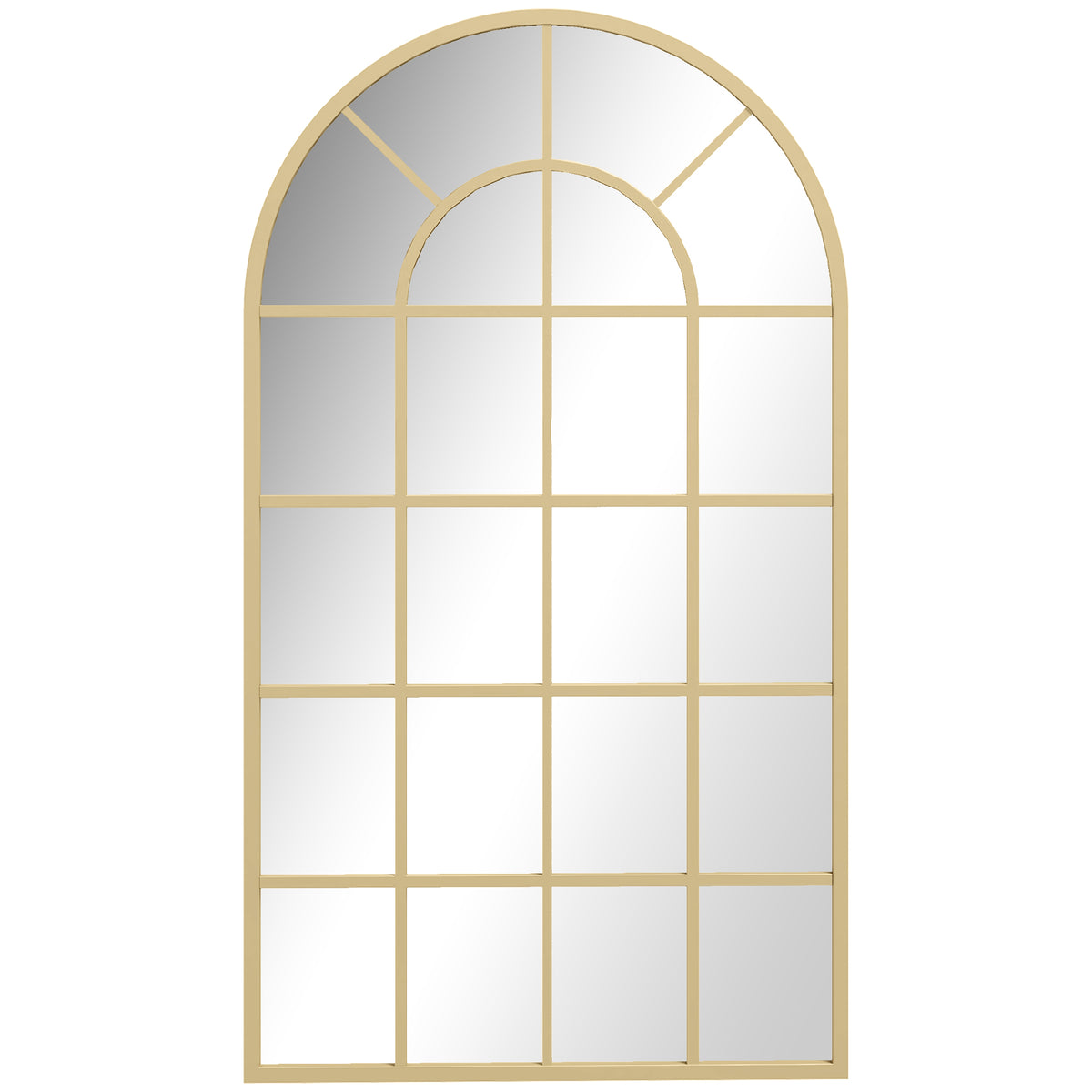 HOMCOM 110 x 65 cm Arched Decorative Wall Mirror for Bedroom Living Room, Modern Window Bathroom Mirror for Home Decor