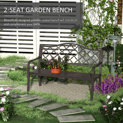 Outsunny Antique Style Outdoor Cast Iron Front Porch Bench Path Chair Seat, Brown