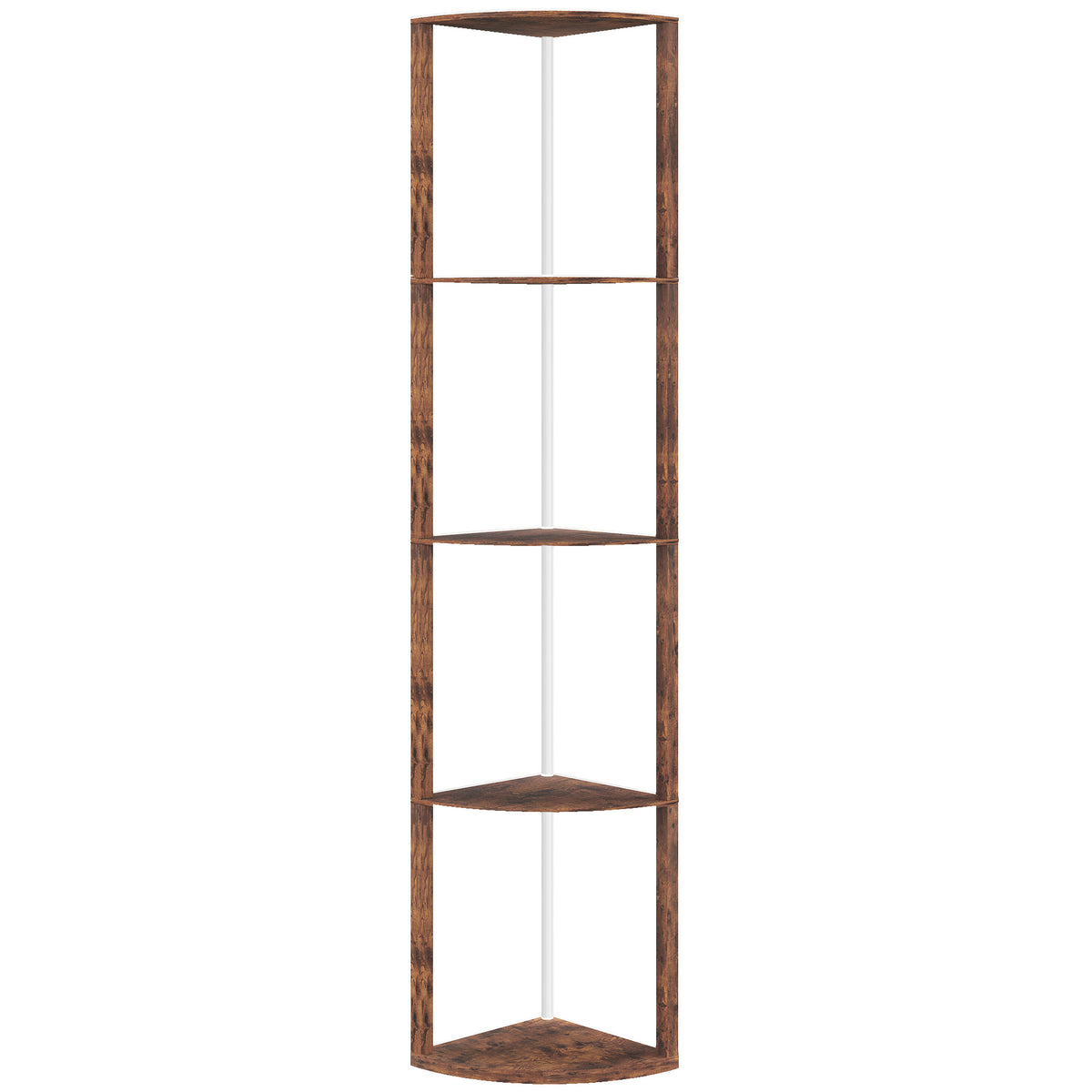 HOMCOM RGB Standing Lamp with Shelves, 4-Tier LED Floor Lamp with Multiple Lighting Modes, Rustic Brown