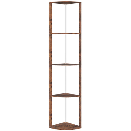 HOMCOM RGB Standing Lamp with Shelves, 4-Tier LED Floor Lamp with Multiple Lighting Modes, Rustic Brown